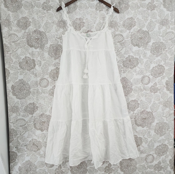 J. Crew Dresses & Skirts - J. Crew Linen Blend Tunic Midi Tank Dress Ruffle Size S